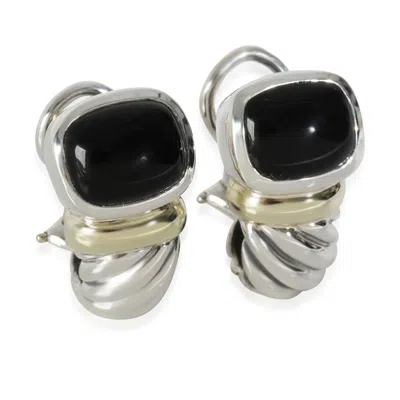 David Yurman Shrimp Onyx Earrings In 14k Yellow Gold/sterling Silver In Metallic