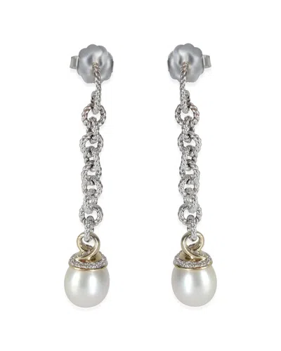 David Yurman Silver 0.40 Ct. Tw. Diamond Earrings (authentic Pre-loved) In Metallic