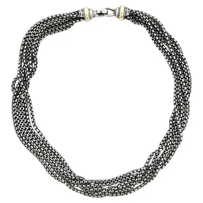 Pre-owned David Yurman Silver & 14k Yellow Gold Multi Strand Box Link 16" Chain Neacklace