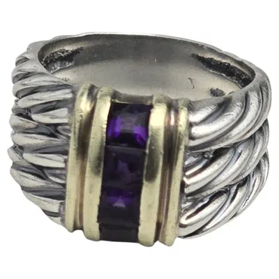 Pre-owned David Yurman Silver And 14kt Gold Ring Amethyst Ring In Purple