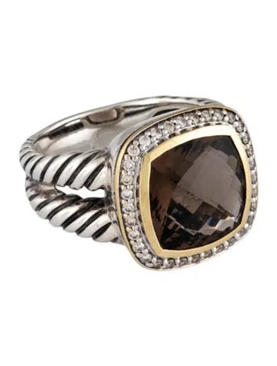 Pre-owned David Yurman Smokey Quartz & Diamond Albion Cocktail Ring In Multicolor