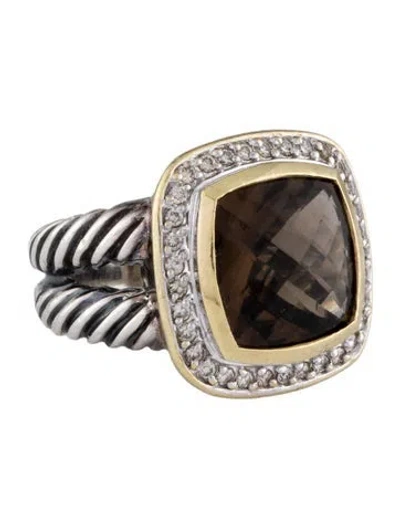 Pre-owned David Yurman Smokey Quartz & Diamond Albion Ring In Multi