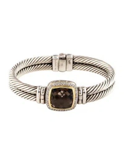 Pre-owned David Yurman Smoky Quartz & Diamond Albion Bracelet, 6" In Multi