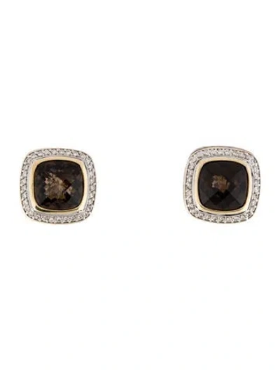 Pre-owned David Yurman Smoky Quartz & Diamond Albion Earclip Earrings In Multi