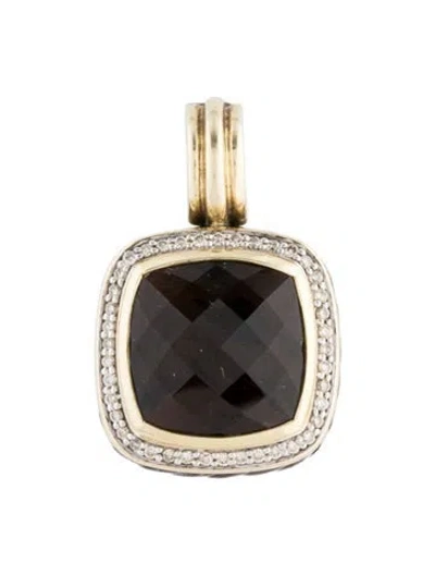 Pre-owned David Yurman Smoky Quartz & Diamond Albion Enhancer Pendant In Multi