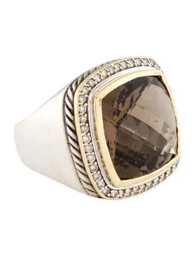 Pre-owned David Yurman Smoky Quartz & Diamond Albion Ring In Multi