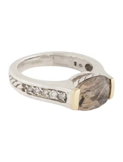 Pre-owned David Yurman Smoky Quartz & Diamond Cocktail Ring In Multicolor