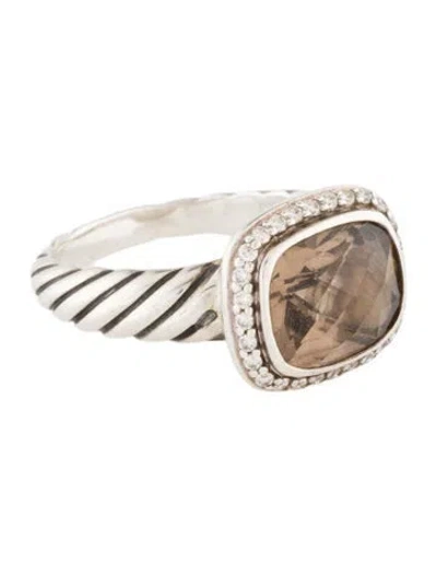Pre-owned David Yurman Smoky Quartz & Diamond Noblesse Cocktail Ring In Multi
