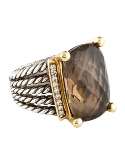 Pre-owned David Yurman Smoky Quartz & Diamond Wheaton® Cocktail Ring In Multi