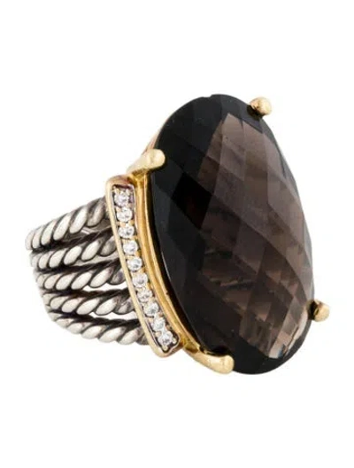 Pre-owned David Yurman Smoky Quartz & Diamond Wheaton Ring In Multi
