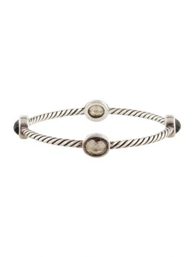 Pre-owned David Yurman Smoky Quartz Cable Bangle Bracelet, 7.5" In Multi
