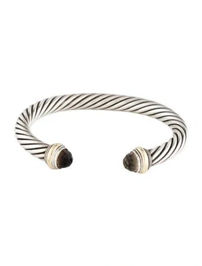 Pre-owned David Yurman Smoky Quartz Cable Classic Cuff, 6.5" In Multicolor