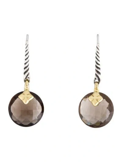 Pre-owned David Yurman Smoky Quartz Drop Earrings In Multi