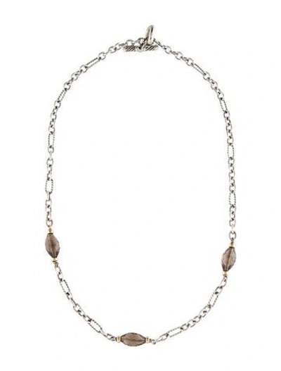 Pre-owned David Yurman Smoky Quartz Figaro Station Necklace, 18" In Multi