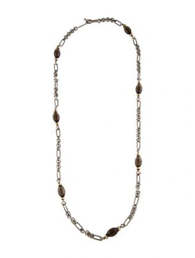 Pre-owned David Yurman Smoky Quartz Figaro Station Necklace, 34" In Multi