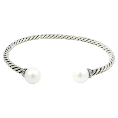 Pre-owned David Yurman Solari Pearl Bracelet Sterling Silver And Diamonds In Multiple