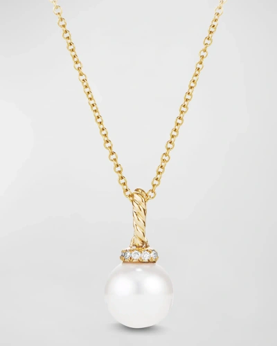 David Yurman Solari Pendant Necklace With Diamonds And Pearl In 18k Gold In 20 Green