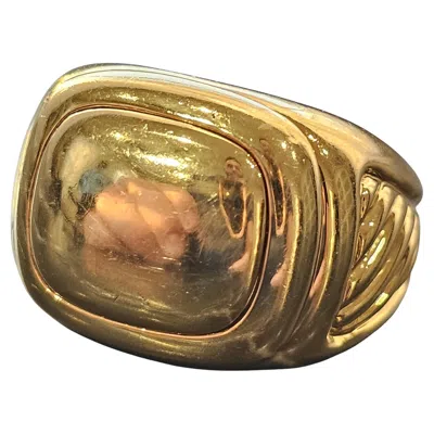 Pre-owned David Yurman Solid 18k Yellow Gold Signet Top Cable Side 17g Sz 8.75 Albion