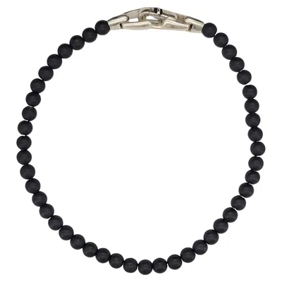 Pre-owned David Yurman Spiritual Beads Bracelet Black Onyx With Sterling Silver, 4mm