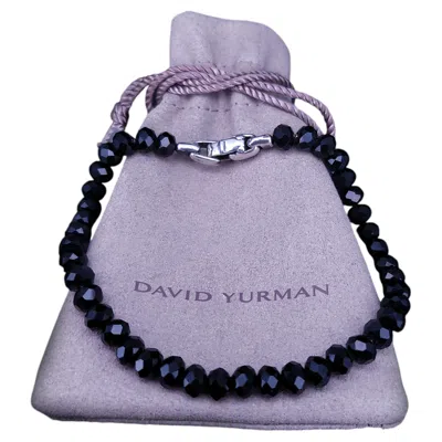 Pre-owned David Yurman Spiritual Beads Faceted Bracelet Sterling Silver With Black Spinel, 5mm