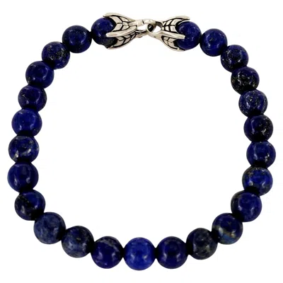 Pre-owned David Yurman Spiritual Blue Beaded Bracelet In Sterling Silver 8mm