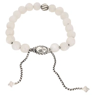 Pre-owned David Yurman Spiritual Sterling Silver White Bead Bracelet 8mm