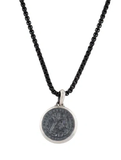 Pre-owned David Yurman St. Christopher Amulet W/ Box Chain Necklace, 26" In Multicolor