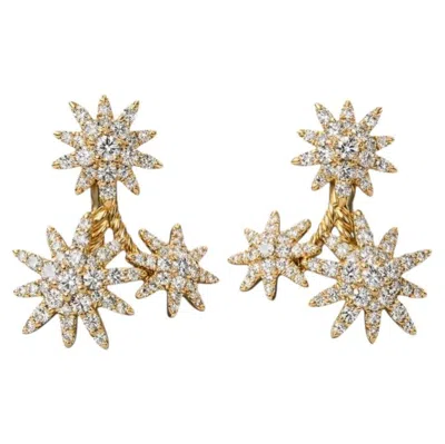 Pre-owned David Yurman Starburst 18k Yellow Gold Pavé Diamond Cluster Drop Earrings