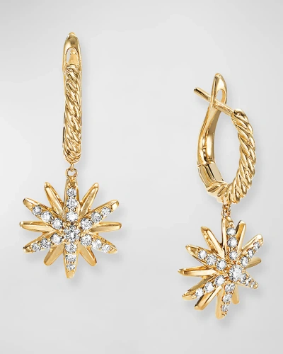 David Yurman Starburst Drop Earrings In 18k Gold With Diamonds In 40 White