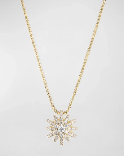 David Yurman Starburst Pendant 18k Diamond Pave Necklace In 40 White