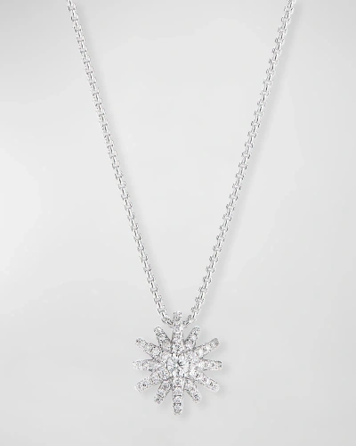 David Yurman Starburst Pendant 18k White Gold Diamond Pave Necklace In 40 White