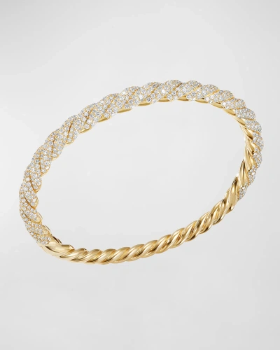David Yurman Stax 18k Gold Diamond Twist Bracelet In 40 White