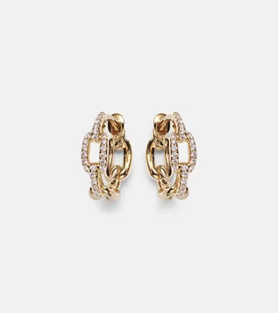 David Yurman Stax Chain Link 18kt Gold Hoop Earrings With Diamonds