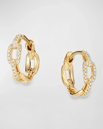 David Yurman Stax Chain-link Hoop Earrings With Diamonds In 18k Gold, 12.5mm In 05 No Stone