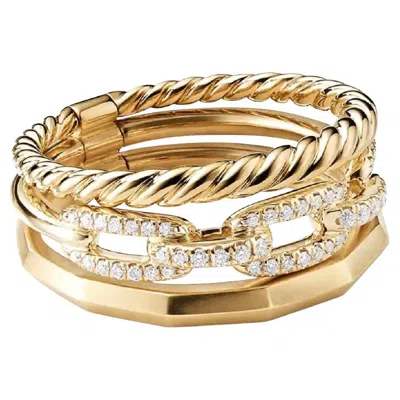 Pre-owned David Yurman Stax Narrow Ring With Diamonds In 18k Gold In Multi