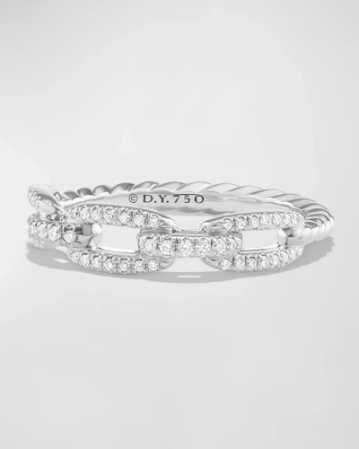 David Yurman Stax Pave Diamond Chain Link Ring In 18k White Gold In 40 White