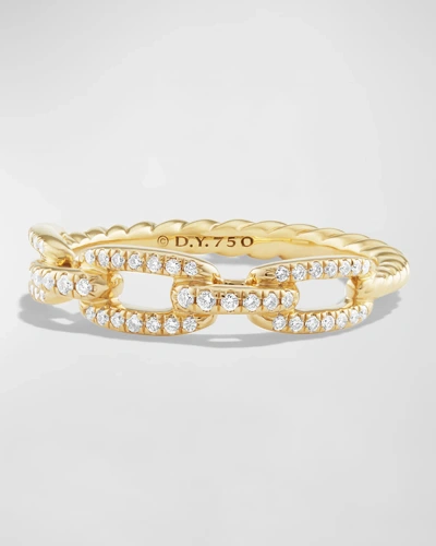 David Yurman Stax Single-row Pave Chain Link Ring With Diamonds In 18k Gold