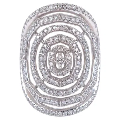 Pre-owned David Yurman Stax Spider Web 18k White Gold Pavé Diamond Cocktail Ring 1.21ct