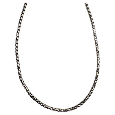 Pre-owned David Yurman Sterling And 14k Yellow Gold 3.5mm Box Chain Necklace 18" #25347