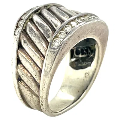 Pre-owned David Yurman Sterling And Diamond Cable Style Cigar Band Ring Sz 5.5 Gorgeous! In Multiple