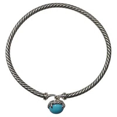 Pre-owned David Yurman Sterling Chatelaine Turquoise Bangle Bracelet #25715 In Multiple