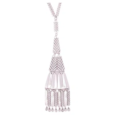 Pre-owned David Yurman Sterling Fringe Pendant With Diamonds Necklace In Multi