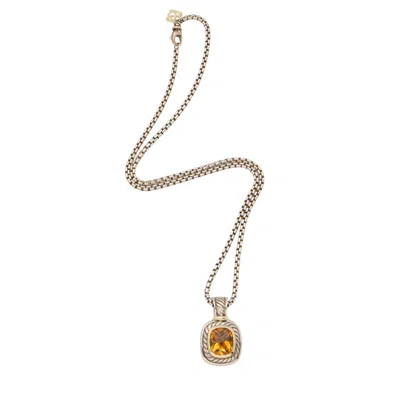 David Yurman Sterling Silver 14k Gold Citrine Albion Necklace In Green