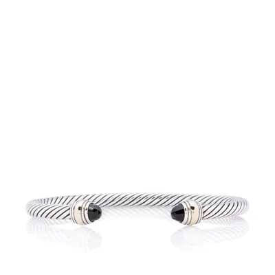 David Yurman Sterling Silver 14k Gold Onyx Cable Classics 5mm Cuff
