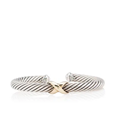 David Yurman Sterling Silver 14k Gold X Classic Cable 7mm Cuff