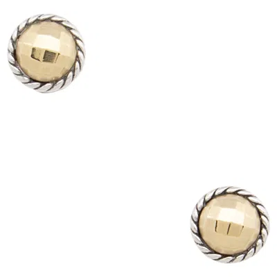 Pre-owned David Yurman Sterling Silver 18k Gold Petite Chatelaine Stud Earrings In Multiple