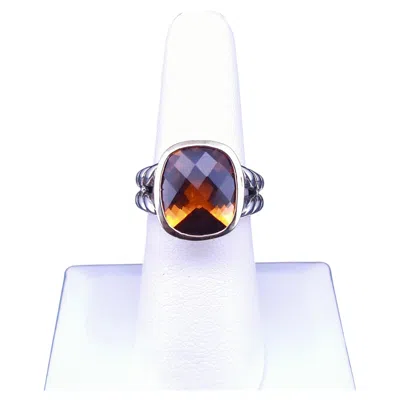 Pre-owned David Yurman Sterling Silver 18k Yellow Gold Citrine Noblesse Ring