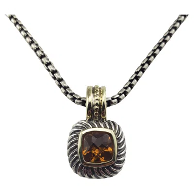 Pre-owned David Yurman Sterling Silver And 14 Karat Yellow Gold Citrine Pendant Necklace