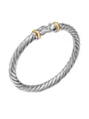 David Yurman Sterling Silver And 14k Yellow Gold Cable Flex® Buckle Bracelet In Gold