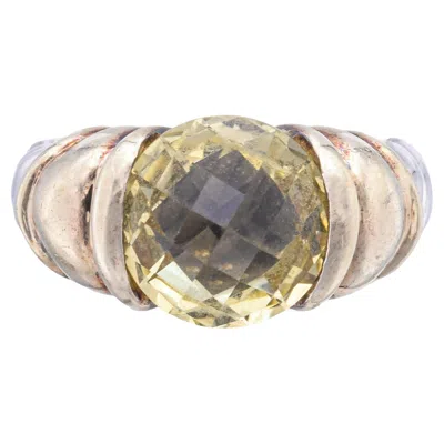 Pre-owned David Yurman Sterling Silver & 14k Yellow Gold Lemon Quartz Capri Ring